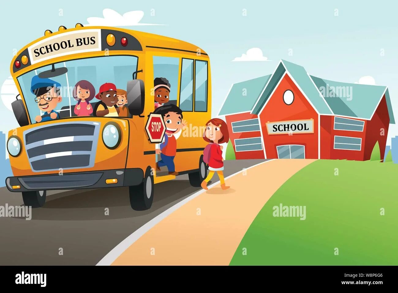 Get off the car. Дети выходят из автобуса. Автобус с детьми мультяшный. Автобус с людьми вектор. Дети виходят из автобус.