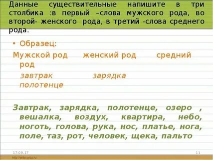Род слова стена