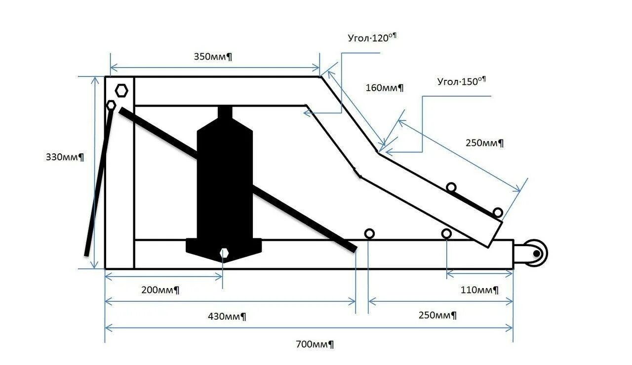 Подъемник для гаража своими руками чертежи. Подкатной домкрат самодельный с чертежами. Подкатной домкрат своими руками с гидравлическим домкратом чертежи. Чертеж подкатного домкрата гидравлического. Самодельный подкатной домкрат для автомобиля чертеж.