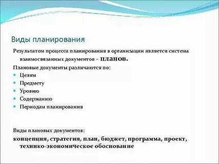 Виды плановой документации