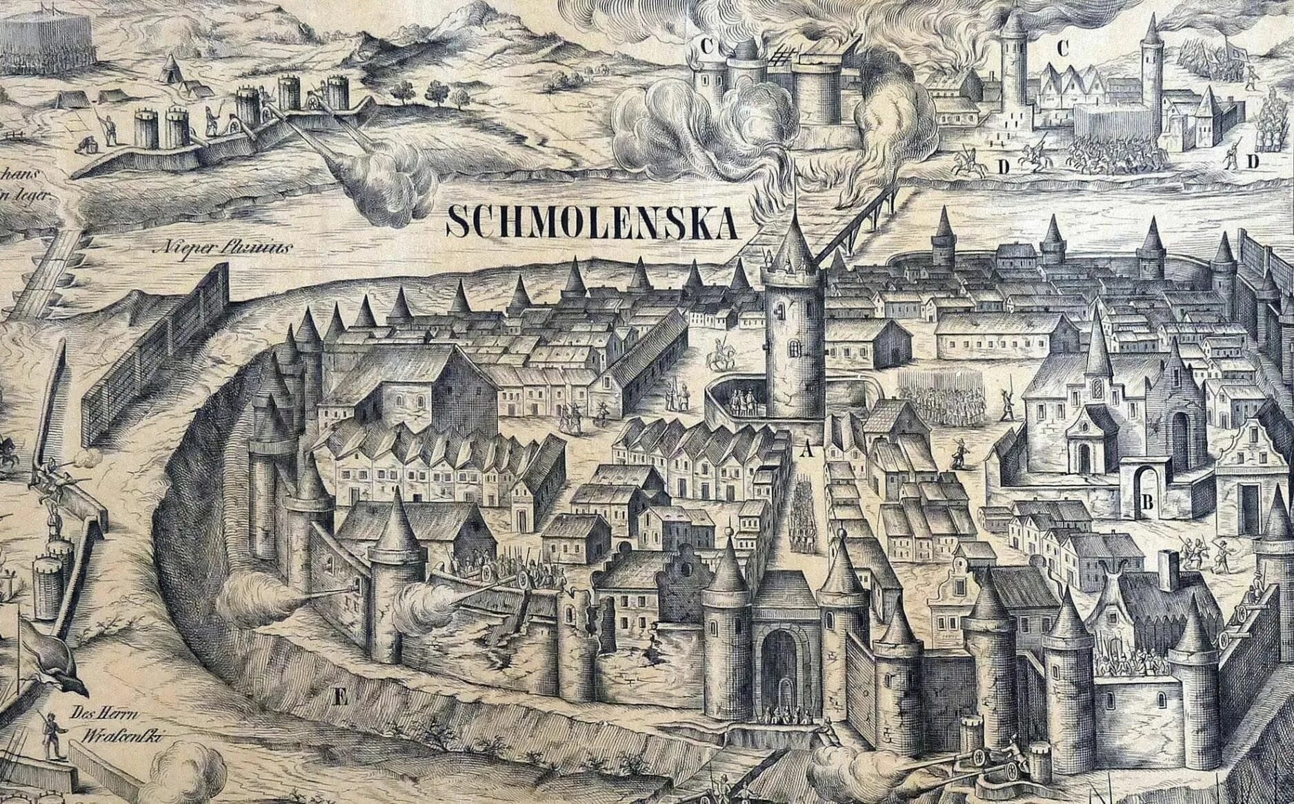 1609 г россия. Осада Смоленска 1609г. Осада Смоленска поляками 1609. Гравюра Осада Смоленска 1611. Смоленская крепость в 1609-1611.