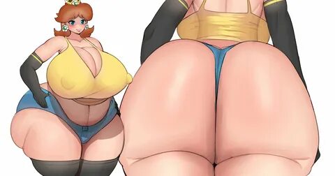 fladdykin, princess daisy, mario (series), 1girls, ass, ass bigger than hea...