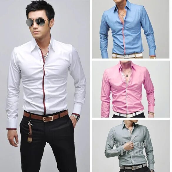 Spring and Autumn Men's Korean Plaid Long Sleeve Shirt Fashion Business Casual L