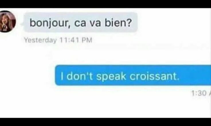 I don't speak croissant. Sorry i don't speak croissant Мем. Sorry i don't speak Low Maintenance. I don't speak bottom. I don t can speak english