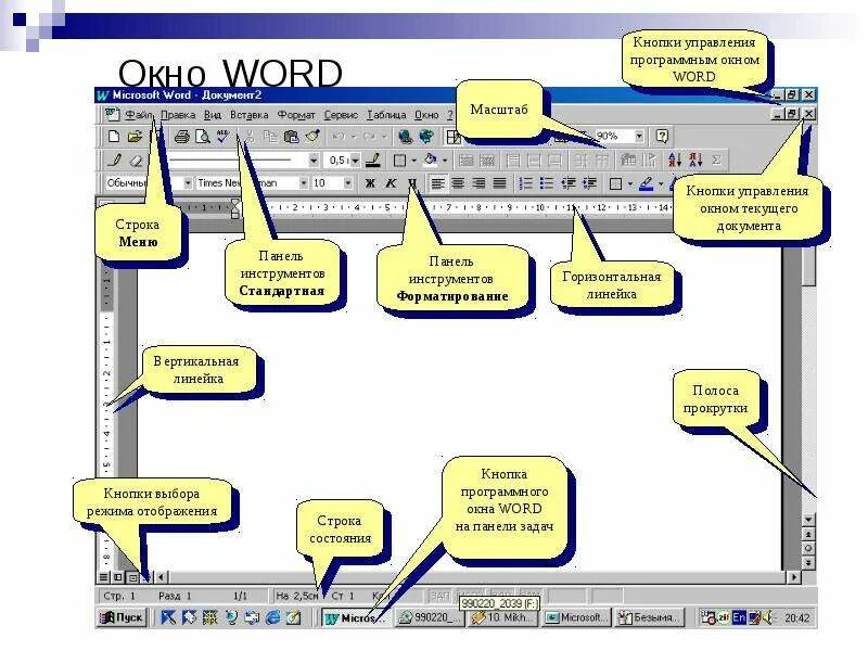 Название элементов окна word. Окно программы MS Word. Структура окна Microsoft Word. Рабочее окно Word 2010. Рабочее окно программы Word.