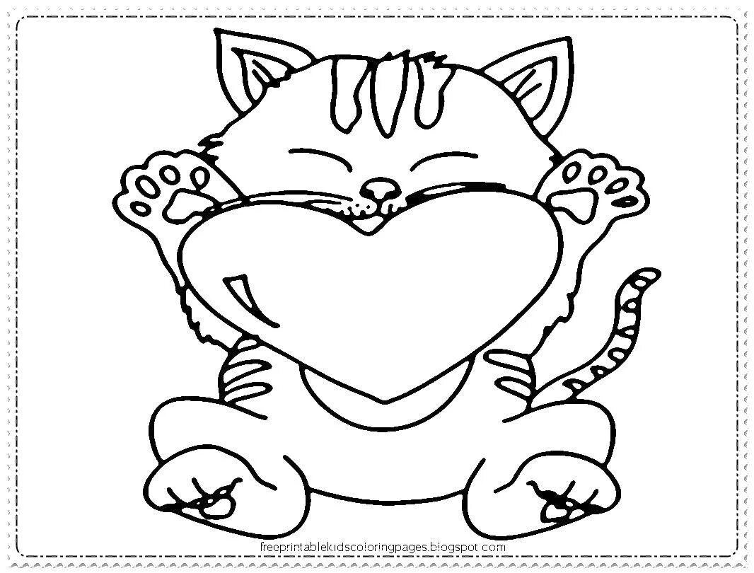 котик раскраска для детей. котенок. кошки. раскраска. распечатать котиков для открытки.