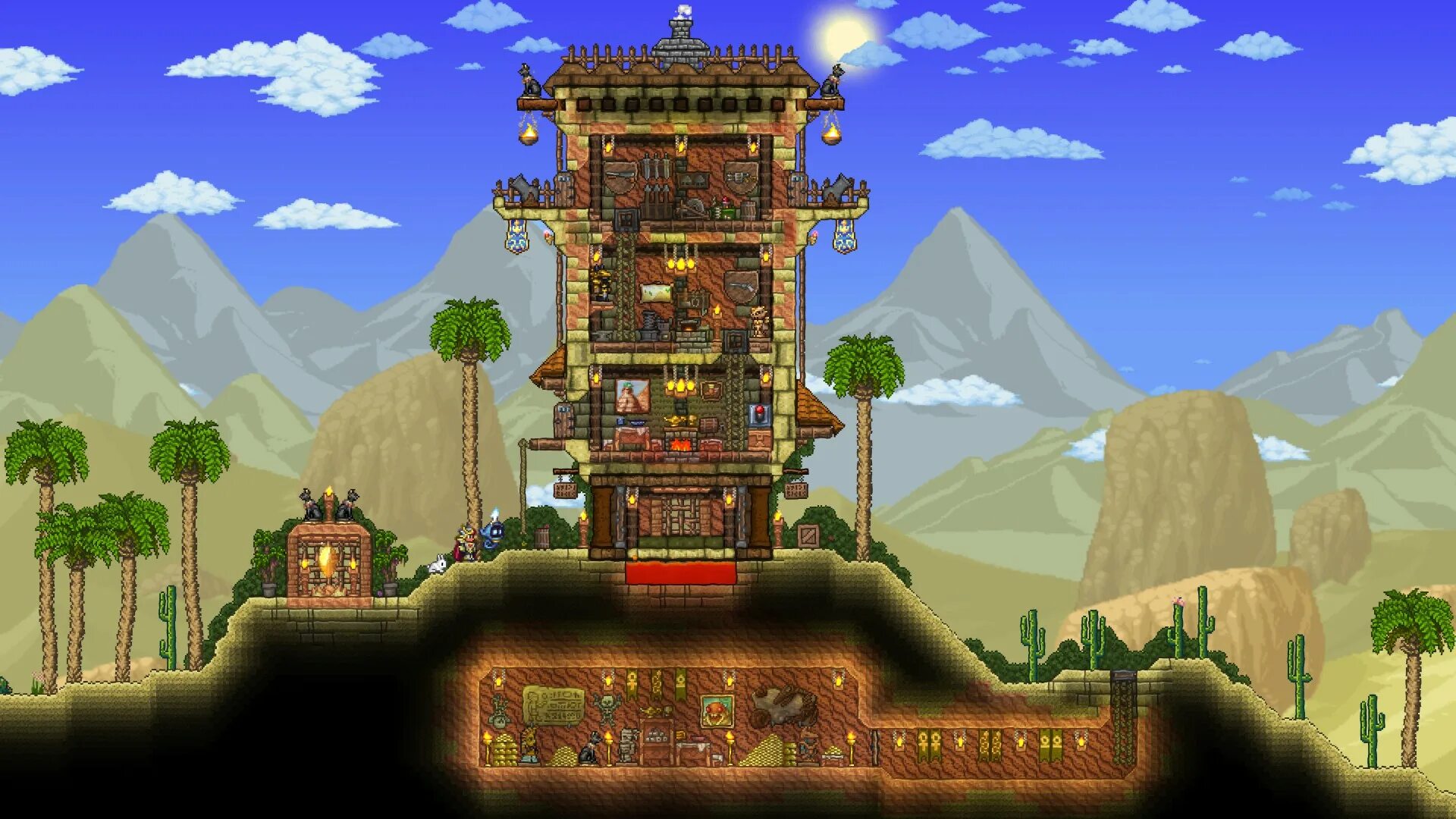 Террария пустыня. Дом на вершине гор террария. terraria singleplayer.