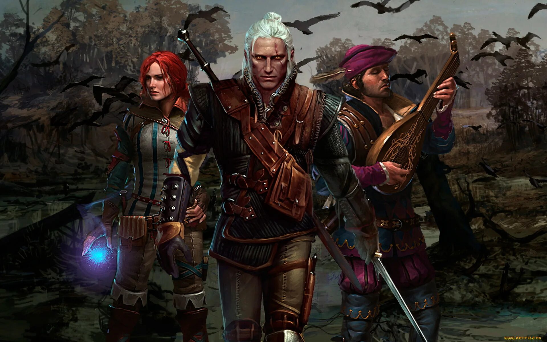 Нри ведьмак. Геральт Witcher 1. Геральт Лютик Трисс. Геральт 1 часть. Ведьмак 3 игра Геральт.