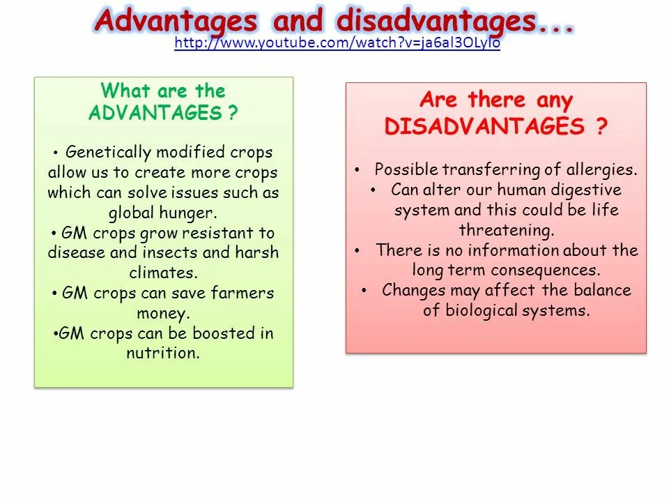 Advantages and disadvantages of being. What are advantages and disadvantages. genetically modified food advantages and disadvantages. gm food advantages and disadvantages. advantages and disadvantages of gmo.