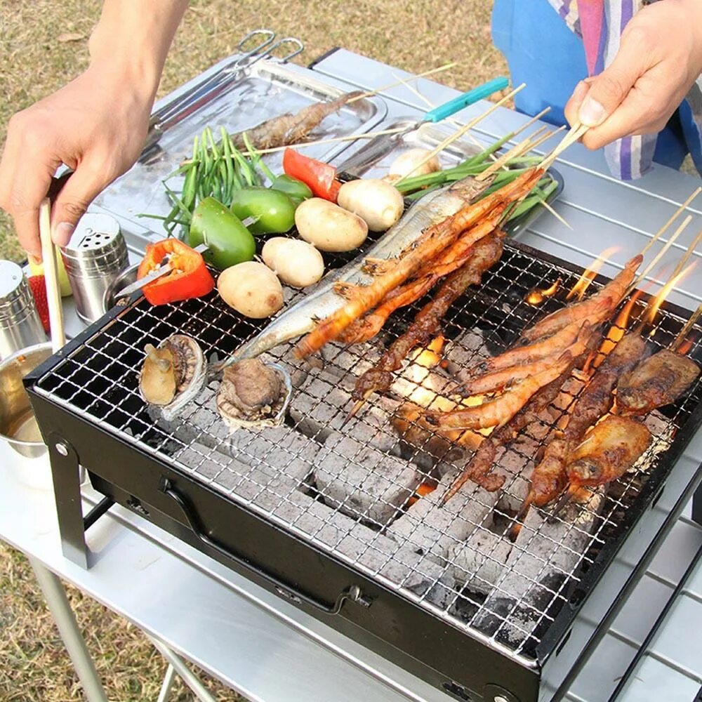 Барбекю-гриль угольный Picnic. Barbecue или Barbeque. Шашлык на мангале. Мини барбекюшница.