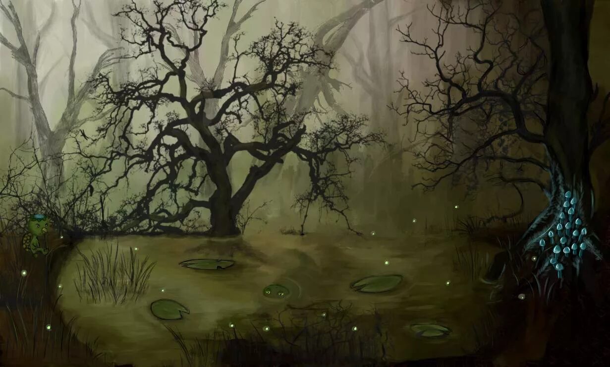 Болото сказка. Сказочное болото. Кикимора болотная и леший. Сказочный лес болото. Болото сказка.