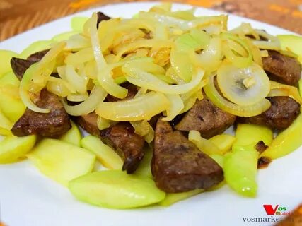 Куриная печень жареная с яблоком