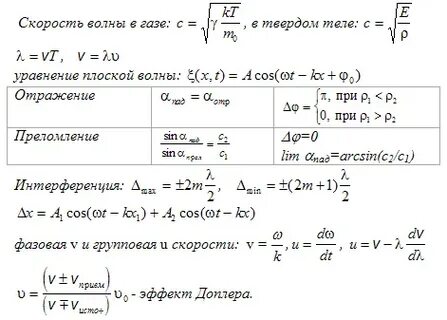 Колебания физика 9 формулы