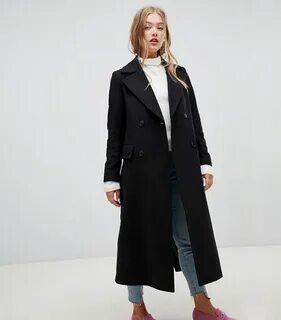Пальто длинное с разрезом
