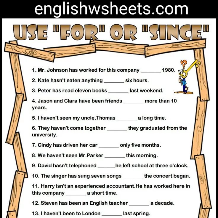 It rain for since hours. Present perfect since for упражнения. present perfect for kids. презент перфект worksheets. present perfect for since worksheets.