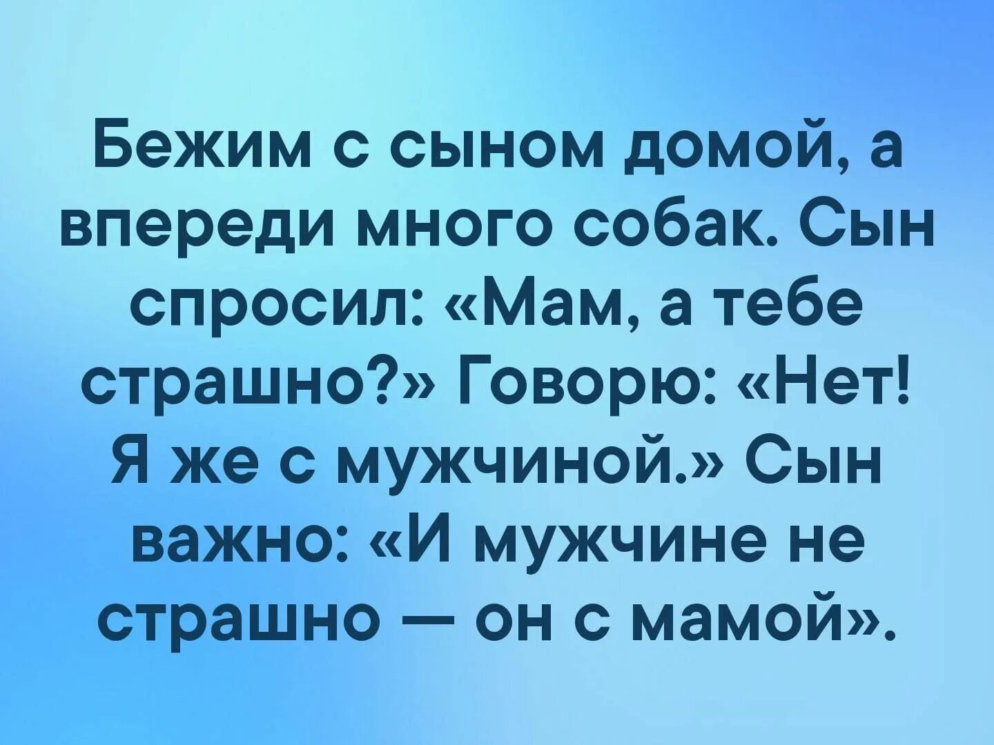 Сынка домой. Шутки про остроумие. бежим с сыном домой а впереди много собак.