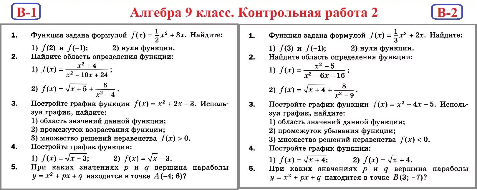 Контрольная 7 класс мерзляк 4 варианта. Контрольная работа по алгебре 9 класс квадратичная функция. Кр по алгебре 9 класс квадратичная функция. Контрольная работа по алгебре 9 класс по теме функции. Контрольная по алгебре 9 класс Мерзляк квадратичная функция.