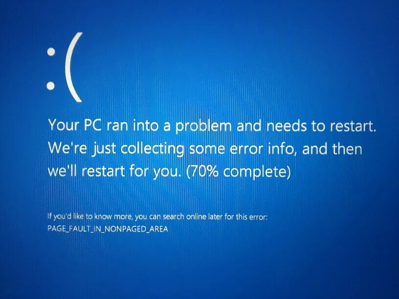 Err internal error. Синий экран смерти. Синий экран смерти Windows 10. Синий экран Page Fault in NONPAGED area Windows 10. Экран ошибки.