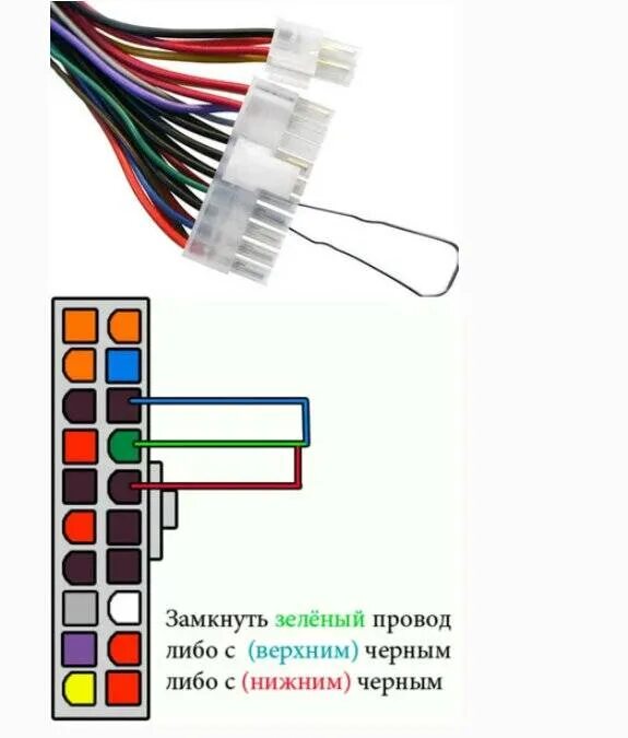 Какие провода замкнуть чтобы запустить компьютер. Как запустить бп atx без компьютера. блок питания atx включение без компьютера. перемычка для включения блока питания пк. включение блока питания компьютера перемычкой.