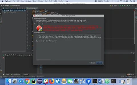 Free photo about python - PyCharm - packaging_tool.py error on Install pack...