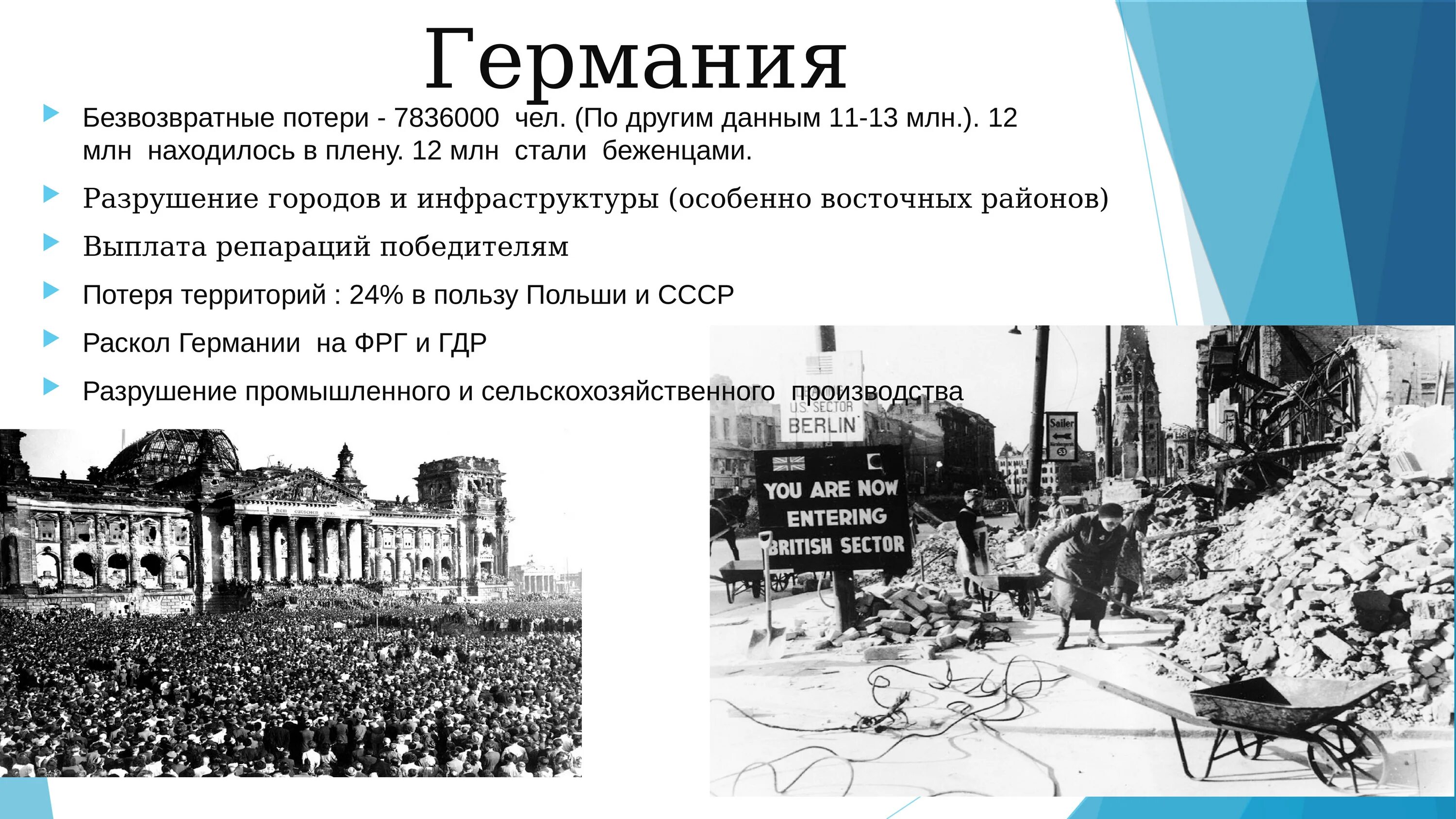 Факты после великой отечественной войны. Итоги 2 мировой войны для Германии. Последствия 2 мировой войны для Германии. Итоги второй мировой войны для Германии кратко. Последствия для Германии после второй мировой войны.