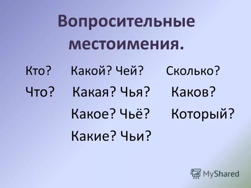 Определение на вопросы какой чей. Вопросительные местоимения. Вопросительныемес о мени. Вопросительные местоимения вопросы. Вопросительные местоимения в русском.