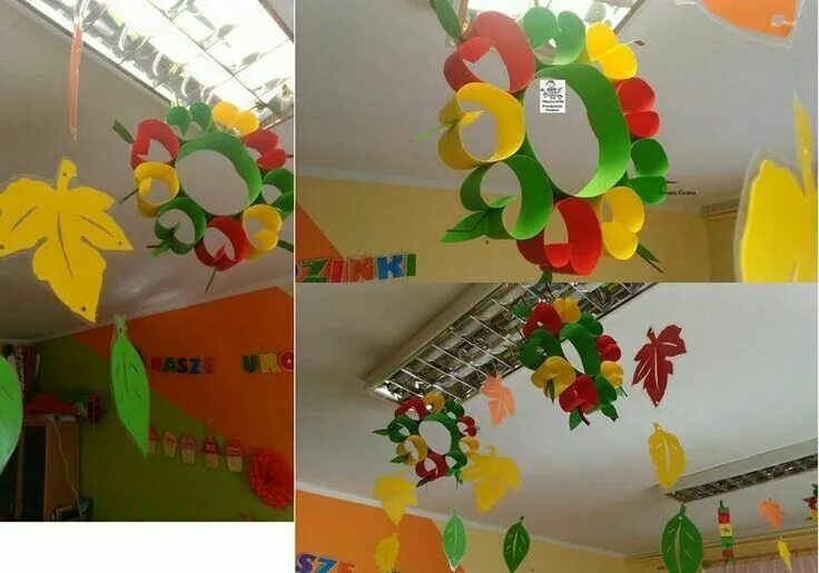 Оформление потолка в детском саду к осени Autumn Maple Leaf Paper Fan Paper fan decorations, Thanksgiving party supplies,