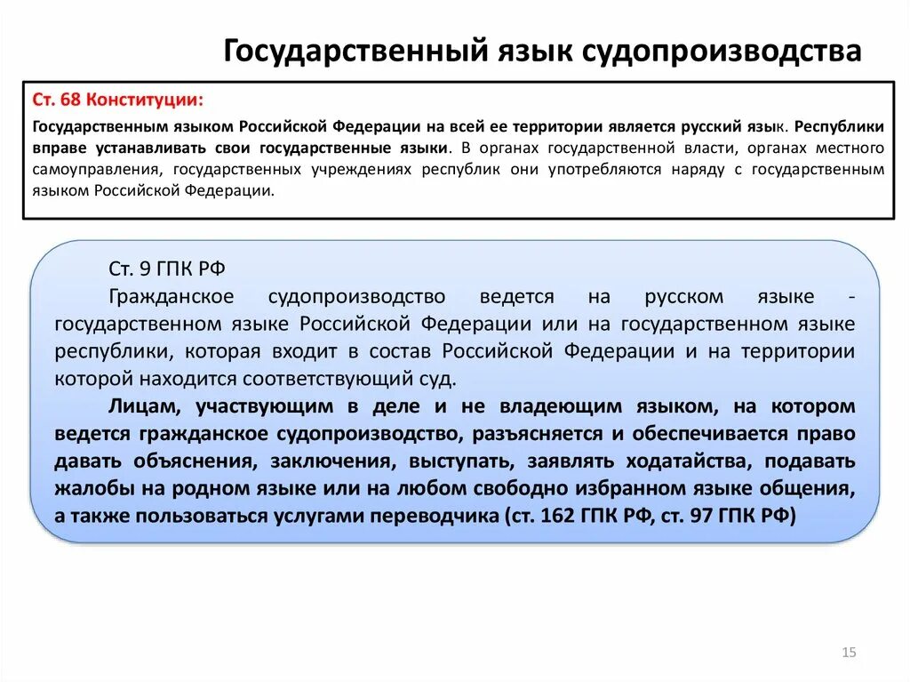 Судопроизводство ведется только на языке потерпевшего