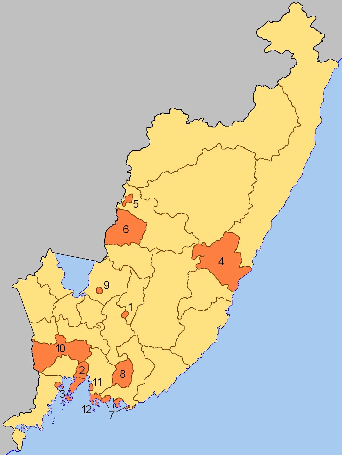 Приморский край на карте. Карта округов Приморского края. Административно-территориальное деление Приморского края. Карта административного деления Приморского края. Приморский округ карта