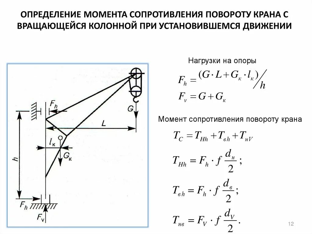 Статические сопротивления механизмов кранов. Момент сопротивления механизма. Момент сопротивления повороту. Момент сопротивления вращению. Направление вращающихся моментов