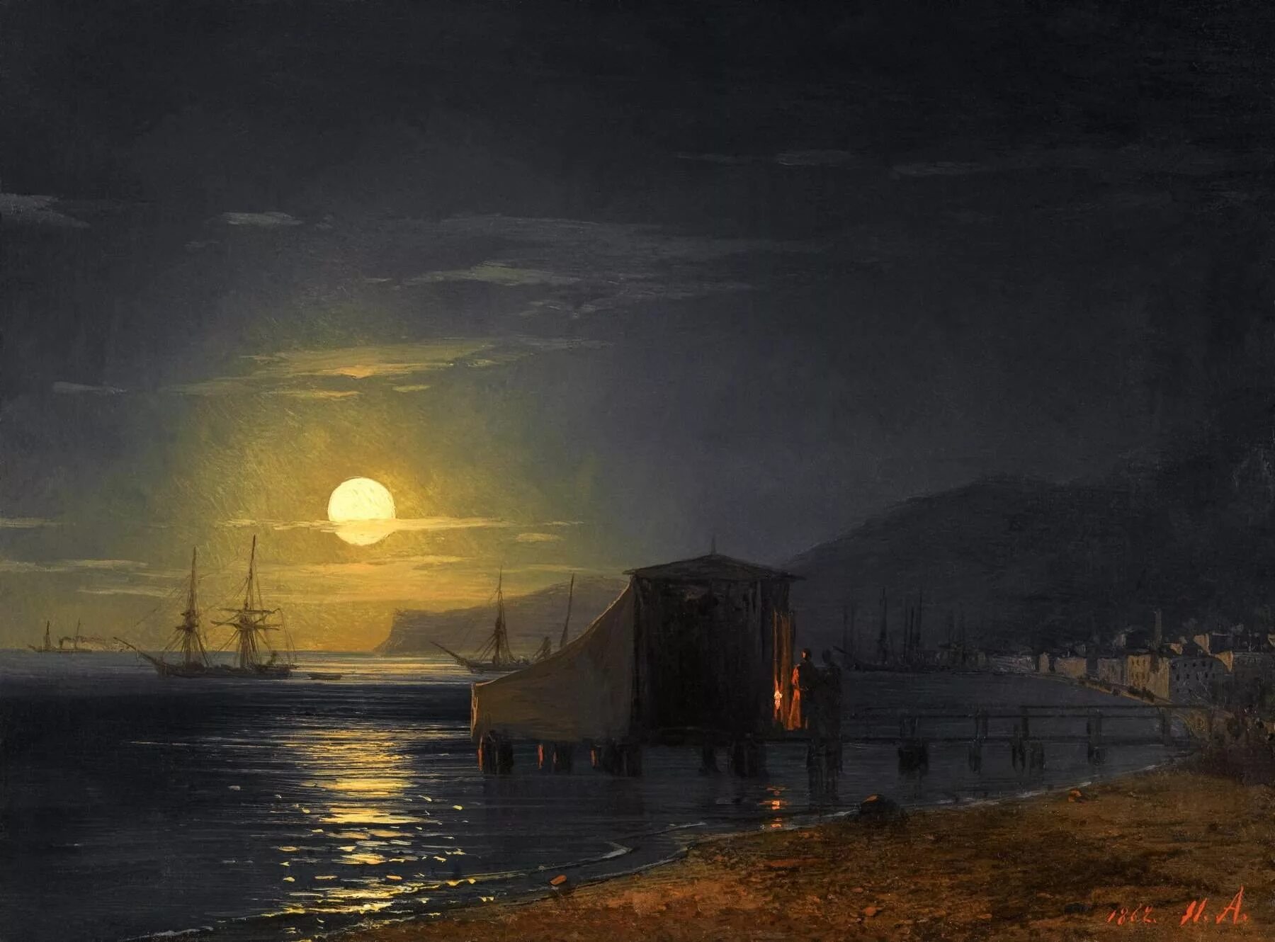 Картина ночные пейзажи айвазовского. Айвазовский картины Феодосия Лунная ночь.