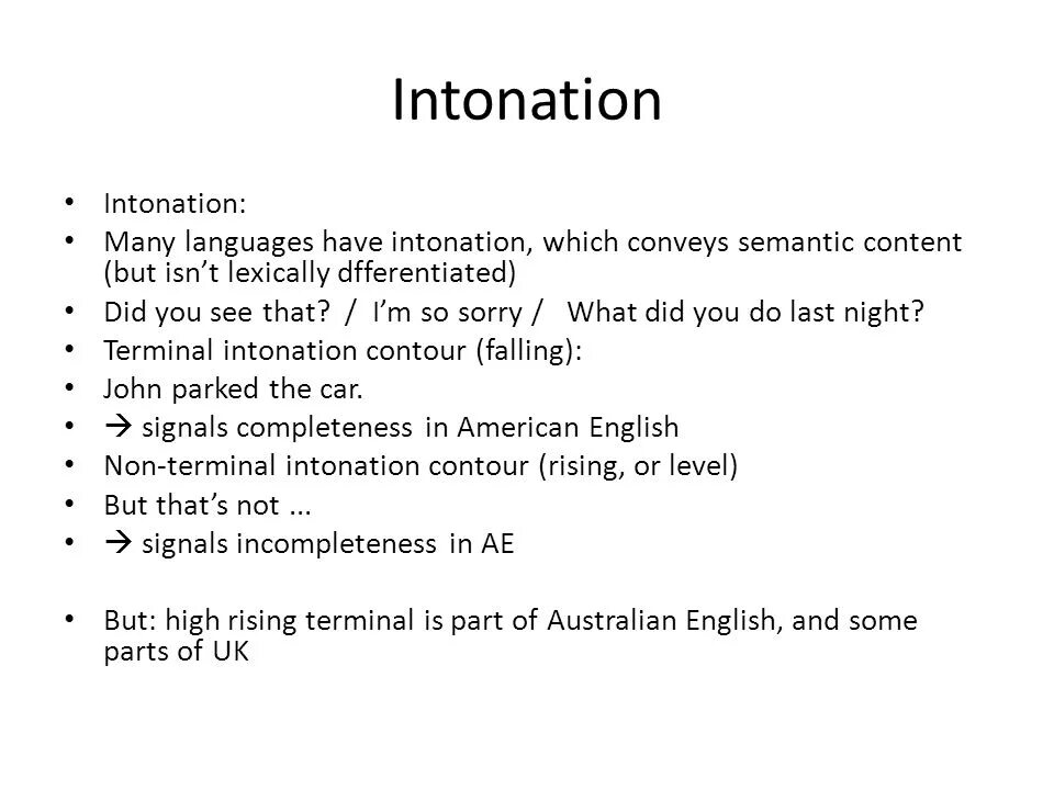 Components of intonation. Components of intonation