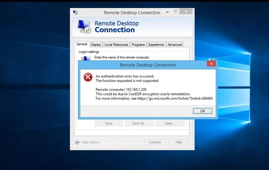 Authentication server error