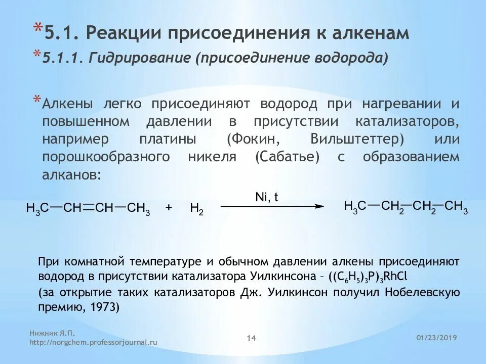 Реакции с водородом название