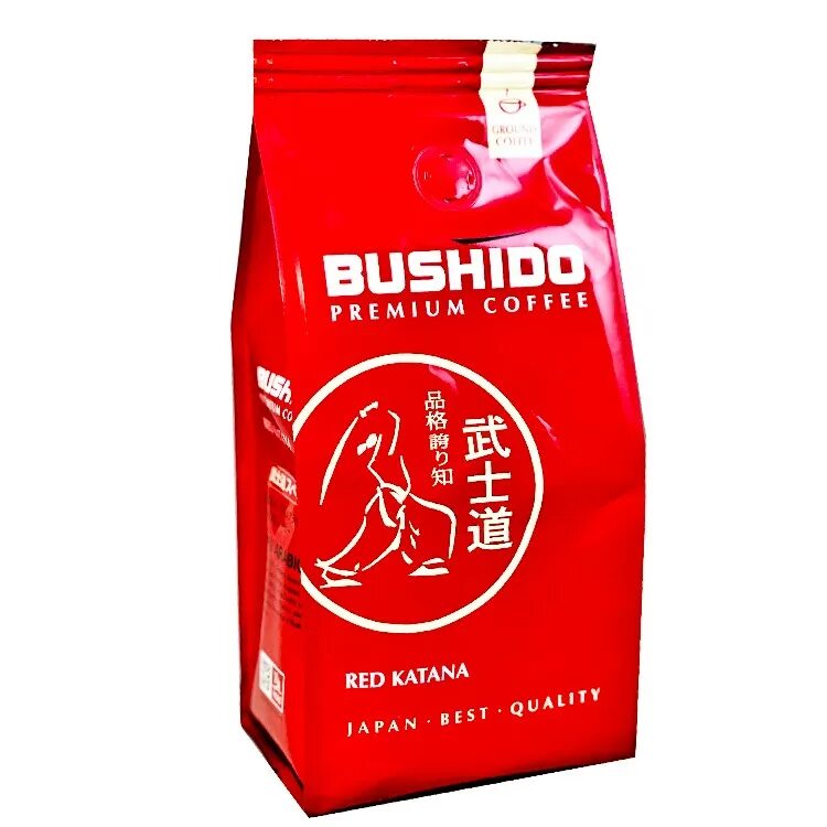 Кофе в зернах bushido red. Кофе молотый Bushido Red. Кофе Бушидо ред катана молотый. Японский кофе молотый Bushido. Bushido Katana 227 зерно.