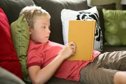 The boy is reading