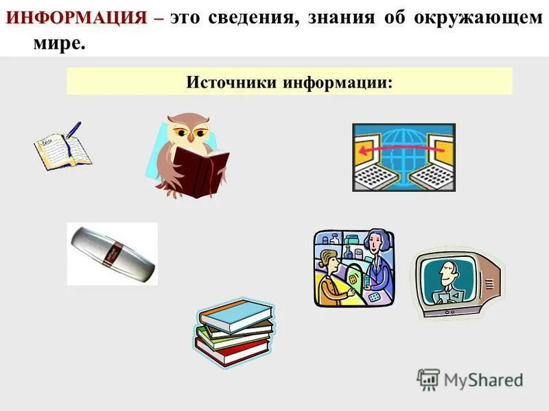 Источник информации это в информатике. Сведения об окружающем мире. Источники информации по информатике 5 класс. Информация и знания разные вещи.