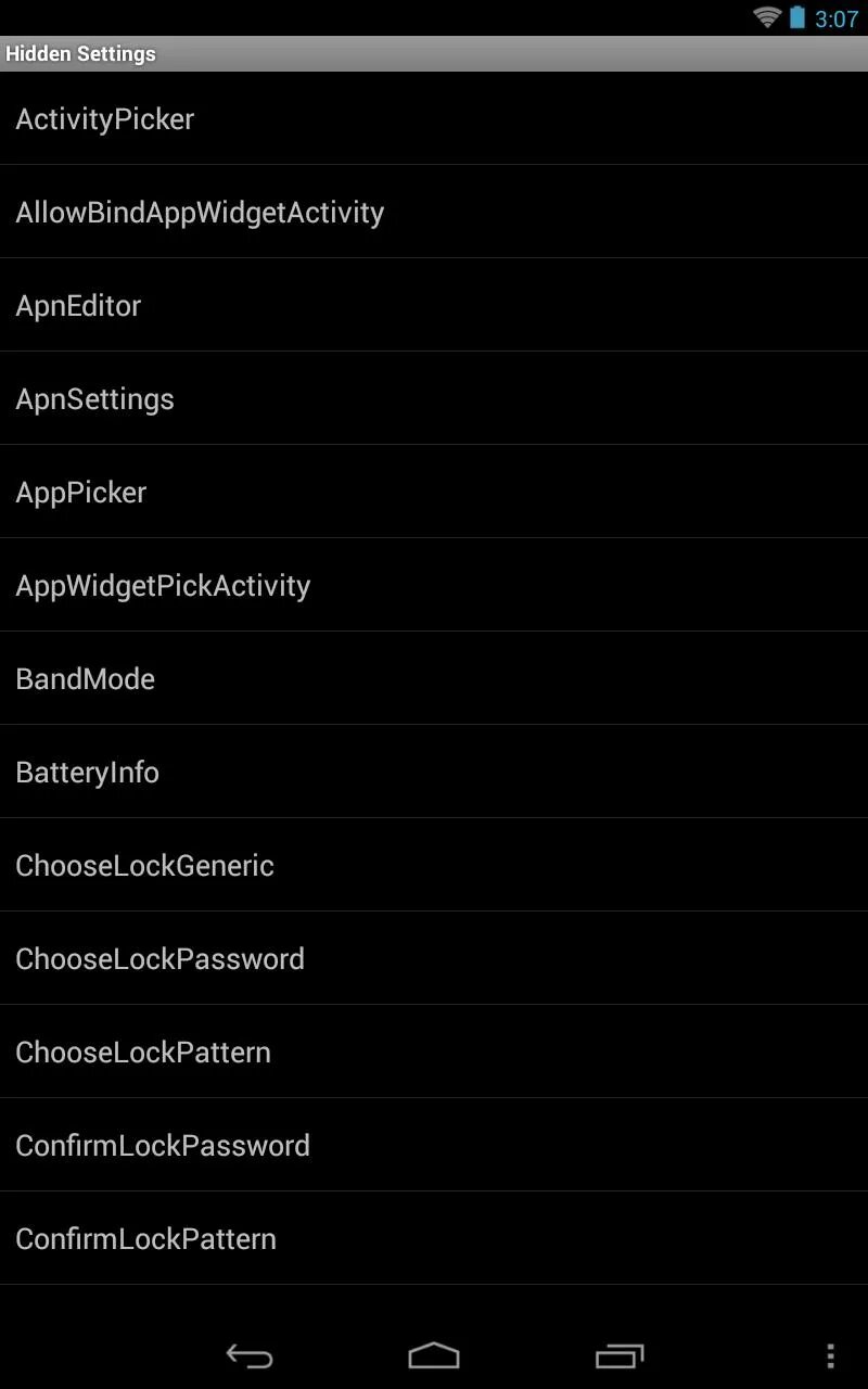 Hidden settings. Android settings. Скрытые настройки андроид. Настройки activity. Настройки activity.