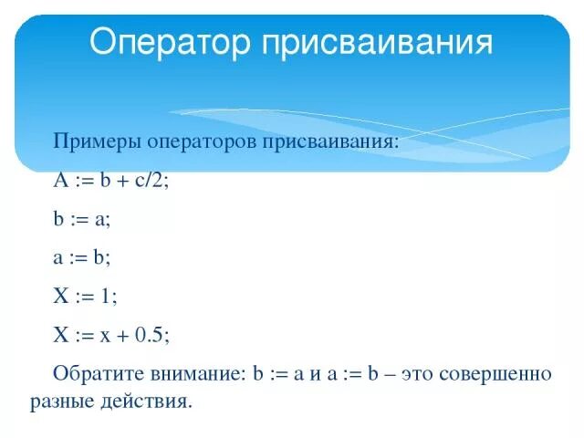 Оператор присваивания pascal. Оператор присваивания. оператор присваивания пример. оператор присваивания в паскале. правильная запись оператора присваивания.
