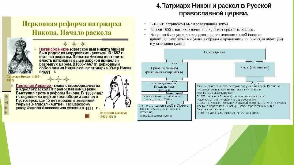 Церковный раскол в россии 7 класс. Церковная реформа 17 века. Русская православная Церковь в 17 в реформа Патриарха Никона и раскол. Раскол в русской православной церкви таблица. Церковный раскол в России в 17 веке.