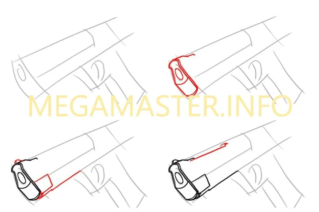 Поэтапное рисование оружия карандашом. Поэтапное рисование пистолета. Оружие поэтапно