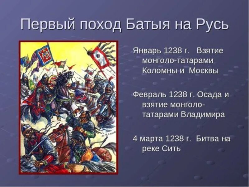 Итоги хана батыя на русь. Поход Батыя на Русь 1238. Поход Батыя 1237. Январь 1238 взятие монголами Коломны и. Первый поход на Русь.