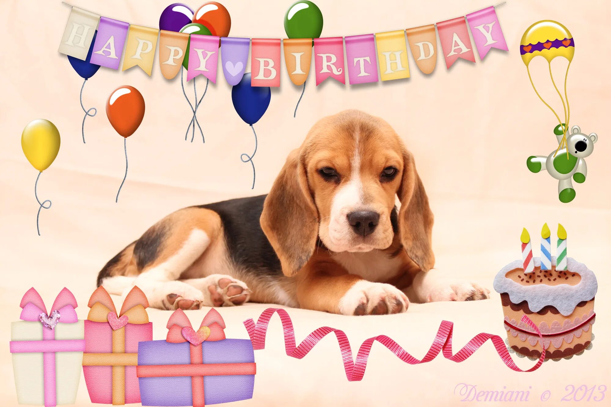 С днем рождения картинки с собачкой. С днём рождения собачки. Поздравительные открытки с собаками. Поздравления с днём рождения с собаками. Открытка с днём рождения с щенком.