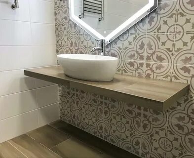 Раковина в столешнице из плитки