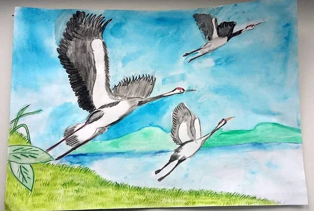 Рисунок Расула Гамзатова Журавли. Журавль рисунок. Рисование перелетные птицы. Рисунок на тему перелетные птицы.