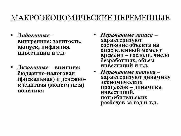 Приведите примеры изменений макроэкономических. Переменные макроэкономики. Основные макроэкономические переменные. Основные переменные макроэкономики. Экзогенные и эндогенные переменные в макроэкономике.