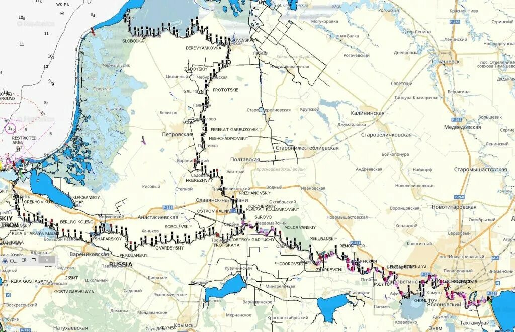 Карта рек краснодарского края с глубинами и течения