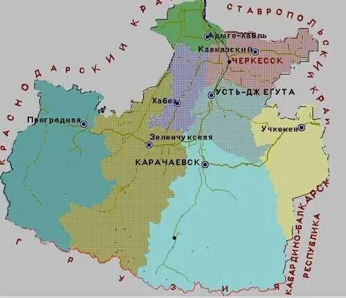 Карачаево-Черкесская Республика на карте. Республика Карачаево-Черкессия на карте. Карачаево-Черкесская Республика карта с районами. Карачаево-Черкесия карта с районами. Черкесск какая республика