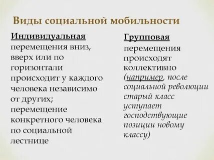 Виды индивидуальной социальной мобильности
