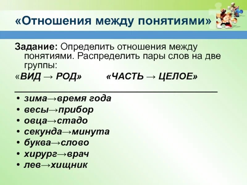 Понятия род род вид вид. Род слова директор